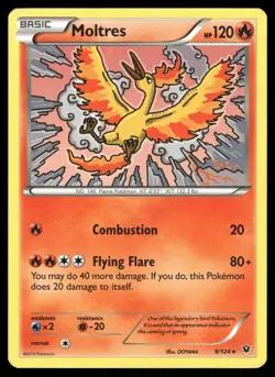 Moltres 9/124 Rare Fates Collide Pokemon Lightly Played - Image 1
