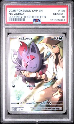 2025 Pokemon SVP Black Star Promo N'S Zorua Journey Together Etb PSA 10 #189 - Image 1