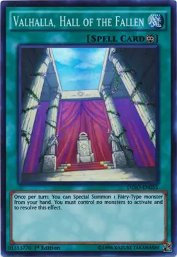 Valhalla, Hall of the Fallen - DESO-EN055 - Super Rare - 1st Edition - Lightly P - Image 1