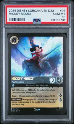 2024 DISNEY LORCANA EN D23 MICKEY MOUSE PLAYFUL SORCERER #07/D23 PSA 10 - Image 1