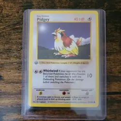 1st Edition Pidgey Shadowless 57/102 Pokemon Card Base Set Near LP - Image 1