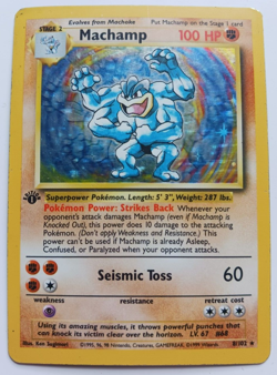 Machamp Pokemon Card 1st Edition Holo WOTC 8/102 Base Set Rare Original 1999 MP - Image 1