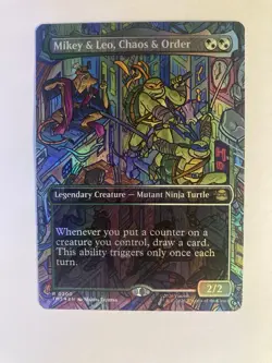 MTG Mikey & Leo, Chaos & Order (Borderless) Foil - TMNT (TMT) #200 - Image 1