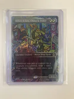 MTG Mikey & Leo, Chaos & Order (Borderless) Foil - TMNT (TMT) #200 - Image 3