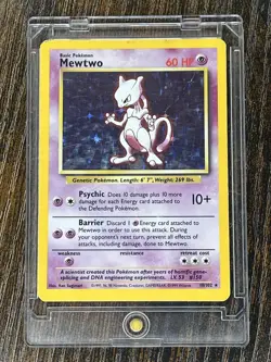 Pokemon TCG Base Set Mewtwo 10/102 Holo Rare 1999-2000 Wizards Copyright - Image 1