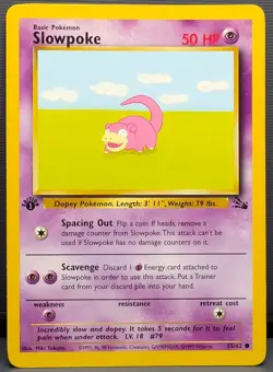Pokemon TCG Slowpoke Fossil 55/62 LP 1st Edition - Image 1