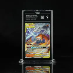 2019 Pokemon Sun & Moon Unbroken Bonds #20/214 - RESHIRAM & CHARIZARD GX PSA 9 - Image 1