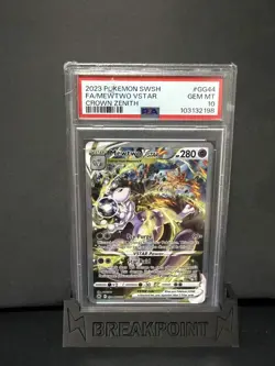 2023 POKEMON SWORD & SHIELD CROWN ZENITH #GG44 FULL ART/MEWTWO VSTAR PSA 10 - Image 1