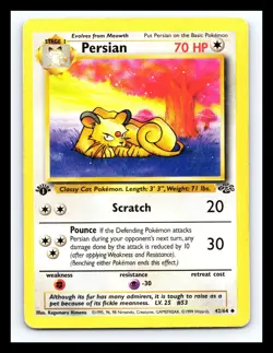 💥 Persian 42/64 Jungle 1st Edition Stamp Non Holo Foil Pokemon 1999 Vintage - Image 1