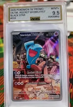 POKEMON 2025 SVP EN Destined Rivals ETB Promo ROCKET'S WOBBUFFET #203 AGS 9.5 - Image 1