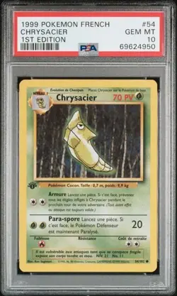 Carte Pokemon - Chrysacier Pokemon edition 1 86/102 Set de Base PSA 10 Wizards ! - Image 1
