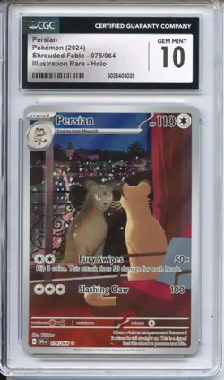 Pokemon Graded: Persian 78/64 Shrouded Fable (2024) IR Holo CGC 10 - Image 1