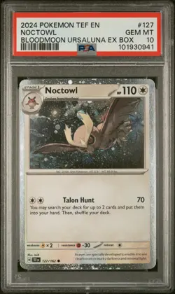 PSA 10 Noctowl Cosmos Holo Bloodmoon Ursaluna ex Box 2024 Pokemon #127 LOW POP - Image 1