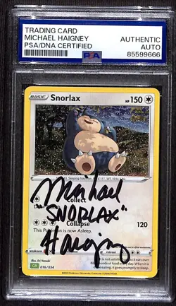 PSA Authentic Signed Micheal Haigney Pokemon TCG Snorlax CLV 016/034 Holo - Image 1
