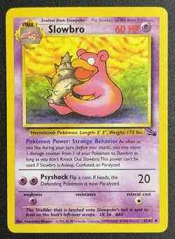 Slowbro 43/62 Uncommon Fossil Pokemon Unlimited Wizard 1999 - Image 1