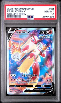 2021 POKEMON SWORD & SHIELD CHILLING REIGN #161 FULL ART/BLAZIKEN V PSA 10 - Image 1