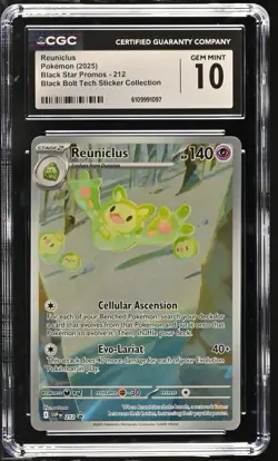 Pokemon Reuniclus Black Bolt Tech Sticker Coll. Promo SVP EN 212 CGC Gem Mint 10 - Image 1