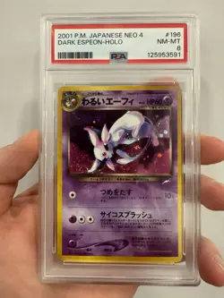 Pokemon TCG Japanese Dark Espeon Neo Destiny #196 PSA 8 (Swirl) - Image 1