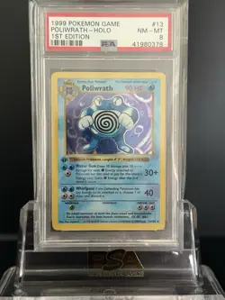 Pokemon TCG Card 1st Edition Shadowless Poliwrath 13/102 Base Set WOTC PSA 8 - Image 1