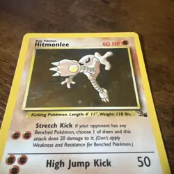 Pokemon TCG Hitmonlee Fossil Holo Card 7/62 Unlimited Rare, LP-NM Condition - Image 2