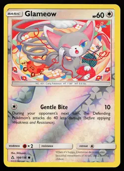 Glameow 108/156 Reverse Holo Common Ultra Prism Pokemon Card - Image 1