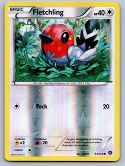 Fletchling 94/114 Common Steam Siege Pokemon Reverse Holo Lightly Played - Image 1