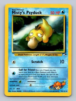 Misty's Psyduck 54/132 Uncommon Gym Heroes Pokemon Unlimited Lightly Played - Image 1