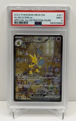 🔥2023 POKEMON MEW-EN 151 ALAKAZAM EX #201 SPECIAL ILLUSTRATION RARE SIR PSA 9🔥 - Image 1