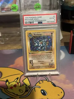 1999 POKEMON GAME #8 MACHAMP-HOLO 1ST EDITION-SHADOWLESS PSA 6 New Cert! - Image 1