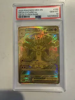 Pokemon Mega Lucario ex Me01 Mega Evolution Mega Hyper Rare Holo PSA 10 #188 - Image 1