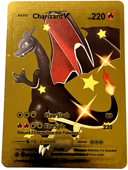Charizard Purple V Basic Premium Gold Foil Fan Art Vinyl Textured Pokemon - Image 1