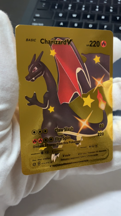 Charizard Purple V Basic Premium Gold Foil Fan Art Vinyl Textured Pokemon - Image 2