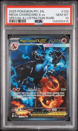 2025 POKEMON PFL EN-PHANTASMAL FLAMES #125 MEGA CHARIZARD X EX PSA 10 - Image 1