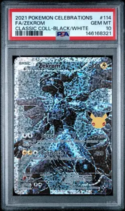 2021 Pokemon Celebrations FA/Zekrom Classic Coll-Black/White #114 PSA 10 GEM MT - Image 1