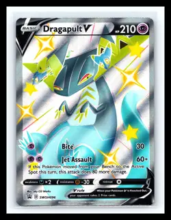 💥 Shiny Dragapult V SWSH096 Holo Full Art Rare Pokemon Black Star Promo - Image 1