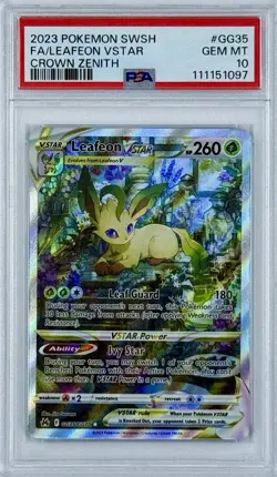 2023 Pokemon Sword Shield Crown Zenith #GG35 Full Art Leafeon VSTAR PSA 10 - Image 1