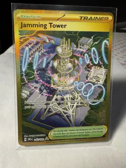Jamming Tower 243/182 Gold Hyper Rare - Destined Rivals Pokemon - Image 1