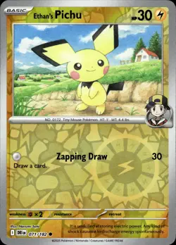 Ethan's Pichu 071/182 Common Destined Rivals Pokemon Reverse Holo Near Mint - Image 1