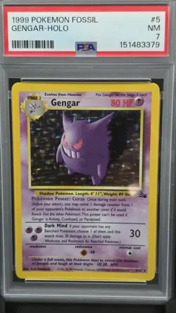 PSA 7 Gengar Holo 5/62 Pokemon Fossil 1999 - Image 1