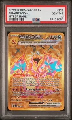 Pokemon TCG Charizard EX 228/197 Obsidian Flames Hyper Rare Gold GEM MINT PSA 10 - Image 1