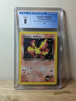CGC 8 Rocket's Moltres 12/132 Gym Heroes Rare Holo Pokemon cards BGS CGC - Image 1