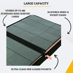 Card Guardian 12 Pocket Trading Card Binder Pink 480 Card TCG Album Zip Folder - Image 4