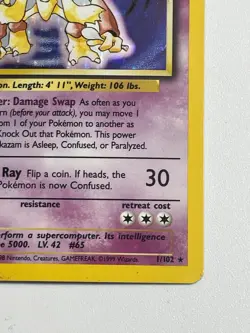 *** Alakazam Holo Rare - Base Set 2 - 1/130 Pokemon Card - LP - Image 5