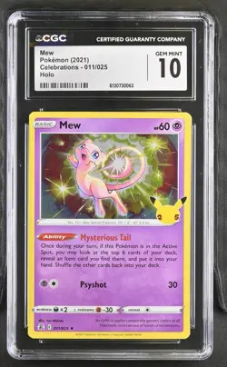 CGC 10 GEM MINT Mew 011/025 Celebrations Holo Pokemon Card - Image 1