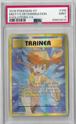 PSA 9 Misty's Determination Trainer FA 108/108 XY Evolutions 2016 Pokemon Card - Image 1
