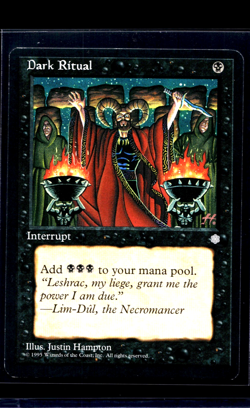 1995 MTG Magic The Gathering Ice Age Vintage Black Card Dark Ritual LP - Image 1