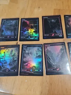 *FOIL* Full Set Eternal Night Basic Lands 10 Full Art Midnight Hunt MTG Magic - Image 4
