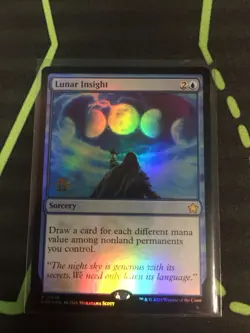 MTG Magic The Gathering Lunar Insight Foil Prerelease Promo Blue Sorcery - Image 1
