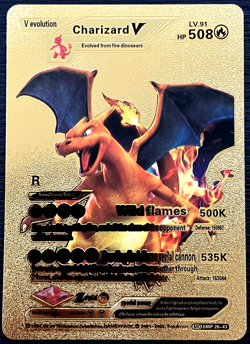 Charizard V Evolution Premium Gold Foil Fan Art Vinyl Textured Pokemon - Image 1
