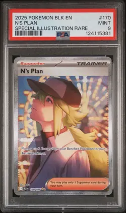 2025 POKEMON BLK EN-BLACK BOLT SPECIAL ILLUSTRATION RARE #170 N'S PLAN PSA 9 - Image 1